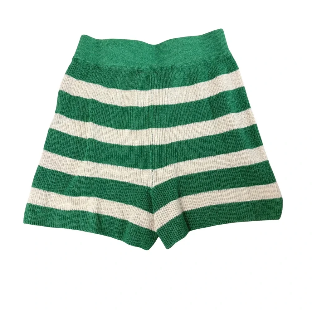 FP Beach Free People Green Cream Striped Knit Sweater Shorts XS OB1438202